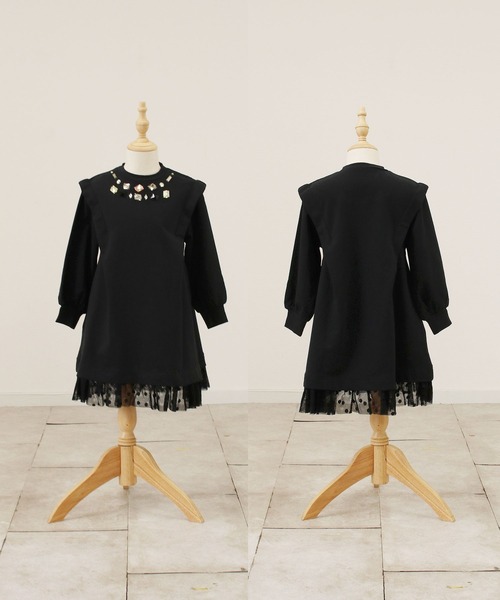 「Rora」 「KIDS」長袖ワンピース 110cm ブラック キッズ_画像5
