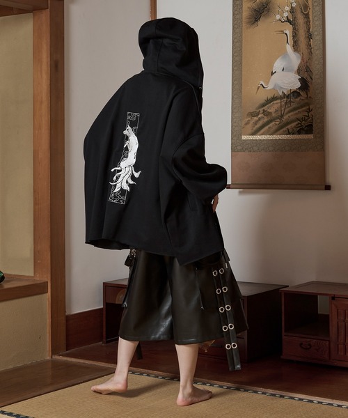 「狐独」 ジップアップパーカー MEDIUM アイボリー メンズ_画像6