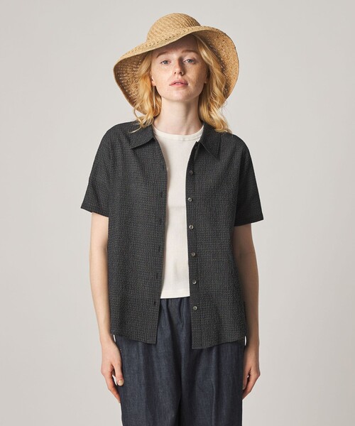 ブラウス シャツ 「Steven Alan」コットン サッカー ハーフスリーブ シャツ レディースの画像