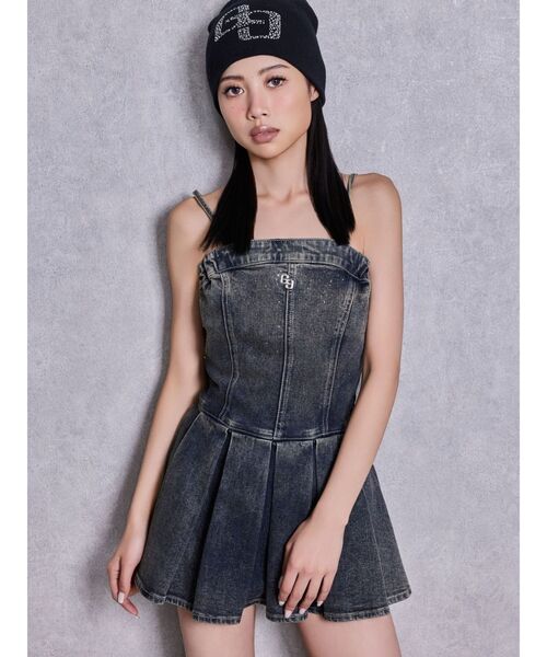 GYDA デニムプリーツスカートライク ミニワンピース GYDA（ジェイダ） ワンピース 夏 GG bijouデニムプリーツスカート
