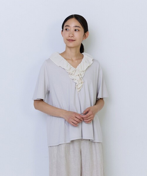 ADIEU TRISTESSE（アデュートリステス） ブラウス シャツ 半袖 フリル