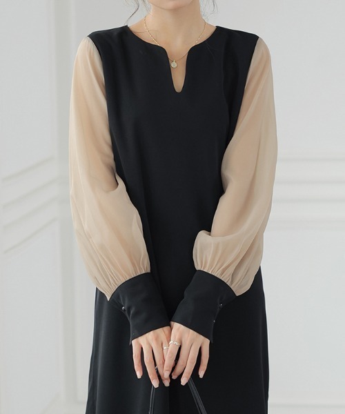 「COCOMOMO」 長袖ワンピース M ブラック レディース_画像9