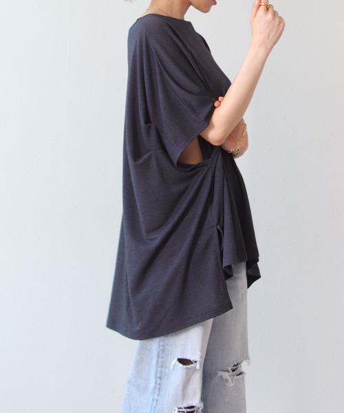 「TITE IN THE STORE」 半袖カットソー 38 グレー レディース_画像2