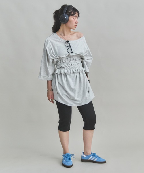 「MIRROR STOKE」 半袖カットソー MEDIUM ブルー レディース_画像3