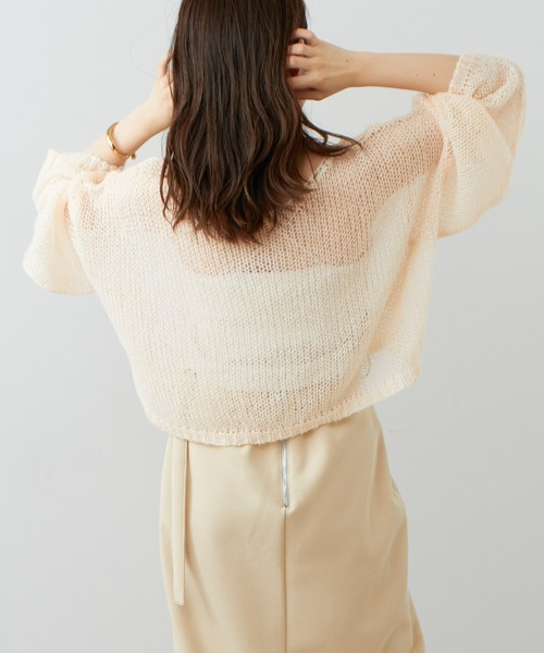 Chico（チコ） ニット 【2022AW】キャミ付きショート丈横広シアー