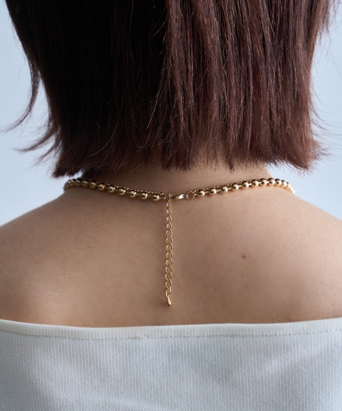 ■NUMBERING■大人気 カッティングボールチェーンネックレス 2色 クリームドット Cream dot. 着こなしのポイントに◎ボール