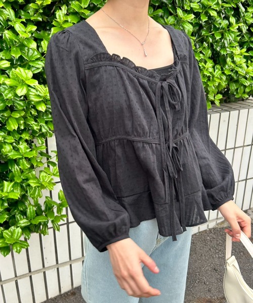ブラウス シャツ フロントリボンブラウス レディース : ZOZOTOWN