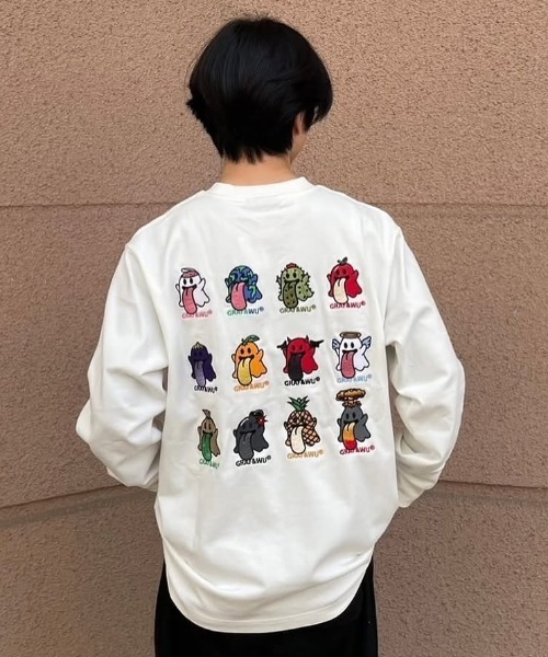 tシャツ A'GEM/9 × .kom「GRAF＆WU/グラフアンドウー」ゴーストシリーズロングスリーブ レディース メンズ A'gem 9 tシャツ A'GEM/9 × .kom「GRAF＆WU/グラフアンドウー