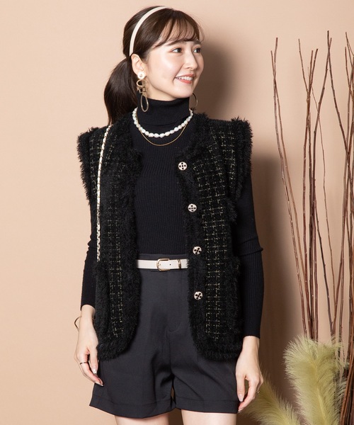 ベスト ファンシーツイード ニットベスト レディース : 76047823  