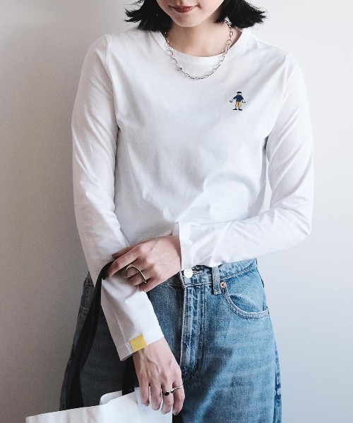 tシャツ 長袖Tシャツ（ロンT）ワンポイント ワッペン レディース