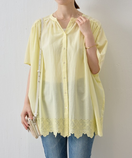 23 ビアズリー BEARDSLEY 刺繍 花柄 ブラウス シャツ トップス