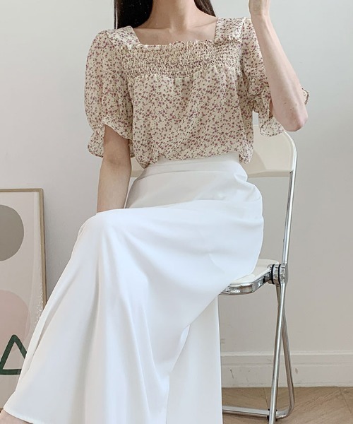 花柄ブラウス レディース 半袖ブラウス 夏 ブラウス スクエアネック コットン 花柄 Tシャツ サマーブラウス レトロ 半袖Tシャツ おしゃれ ブラウス シャツ 半袖花柄スクエアネックブラウス レディース
