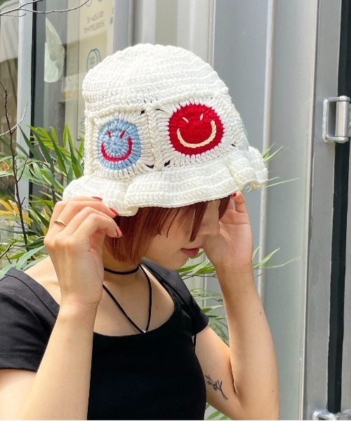 ハンドメイド刺繍生地×手織り生地のドロストハット