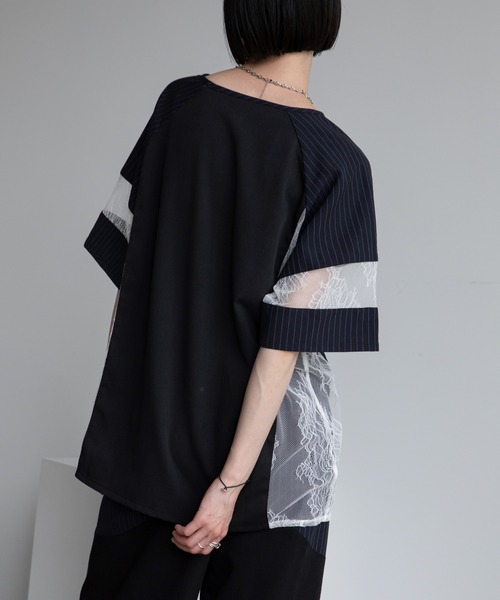 VACANCY 完売品　レース切り替え　ユニフォーム tシャツ Tシャツ レース切替ユニフォームトップス レディース