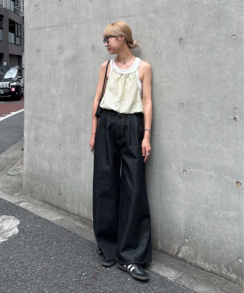 ジーンズ デニム デニムパンツ 「XSサイズあり」ツータックフリンジ