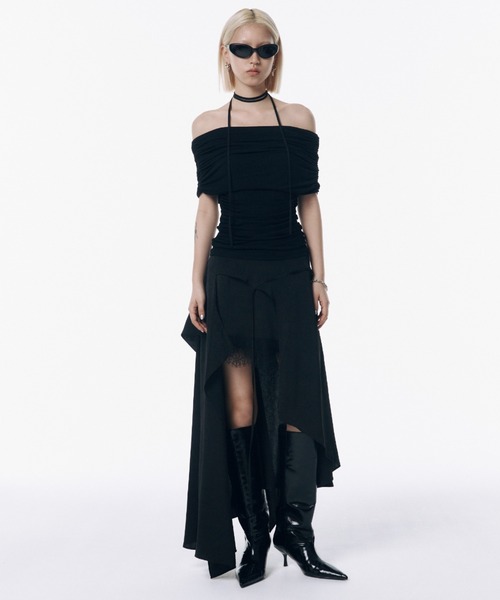 josemoon ギャザーオフショルダートップス ブラック サイズF JOSE MOON（ジョゼムーン） tシャツ GATHER OFF SHOULDER TOPS
