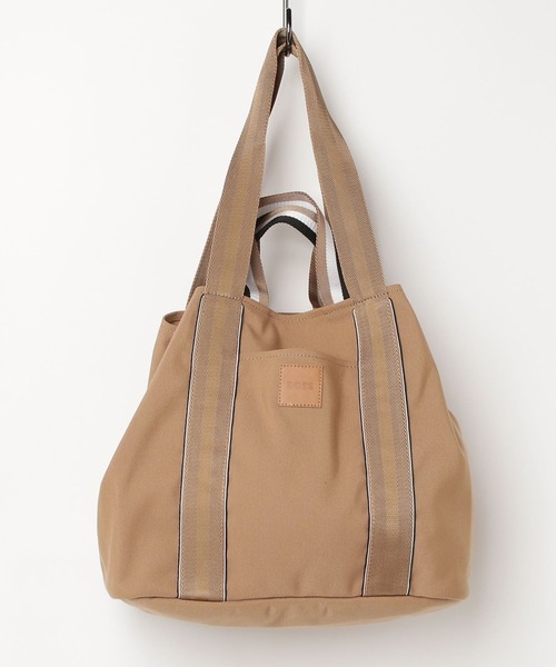【関税込】 ロゴ キャンバス トートバッグ - ベージュ:ブラウン MES VACANCES - キャンバスロゴトートバッグ