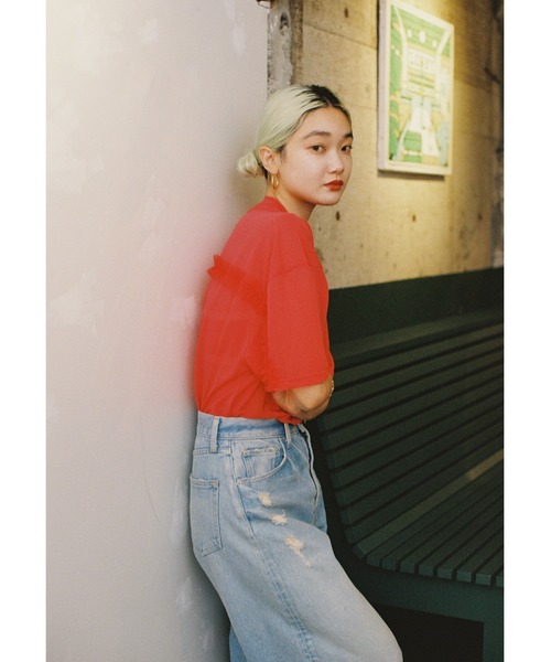 tシャツ mio yanase / Frill sheer tops  ミオ　ヤナセ/フリル　シアー　トップス レディース HeRIN.CYE tシャツ mio yanase / Frill sheer tops ミオ ヤナセ