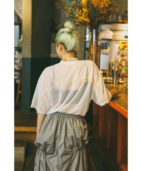 tシャツ mio yanase / Frill sheer tops  ミオ　ヤナセ/フリル　シアー　トップス レディース HeRIN.CYE tシャツ mio yanase / Frill sheer tops ミオ ヤナセ