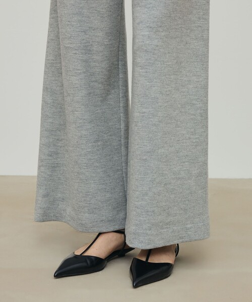 ワイドパンツ パンツ ニットコンビネーション ドローストリングパンツ レディースの画像