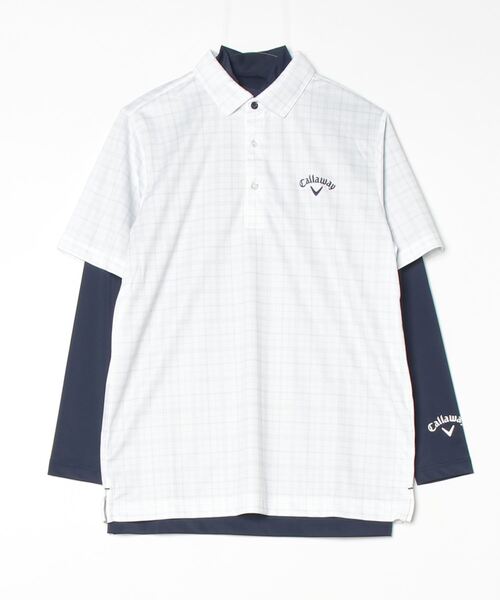 Callaway ゴルフメンズシャツ LL ホワイト/ネイビー Callaway シャツ キャロウェイ 別注セットシャツ メンズ