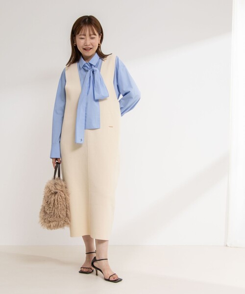NOLLEY'S（ノーリーズ） ワンピース 「手洗い可能」Vネックミラノリブ