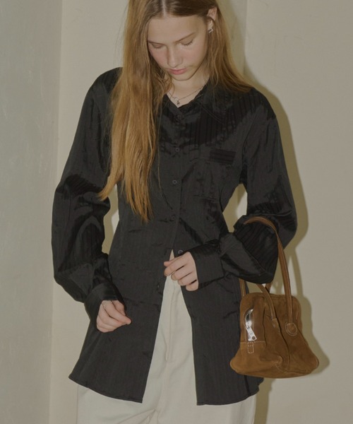 ブラウス シャツ pin tuck flare over shirt / ピンタックフレアオーバーシャツ レディース