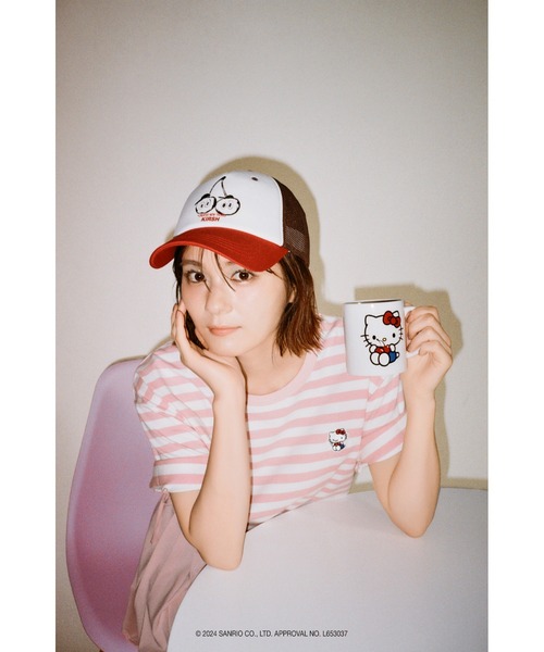 tシャツ KIRSH X HELLO KITTY STRIPE OVERFIT T-SHIRT/キルシー ハローキティ ストライプ Tシャツ レディー セール】KIRSH X HELLO KITTY STRIPE OVERFIT T-SHIRT/キルシー