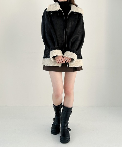 Heather ボアジャケット Heather ムートンコート ボアコート フライトボアムートン