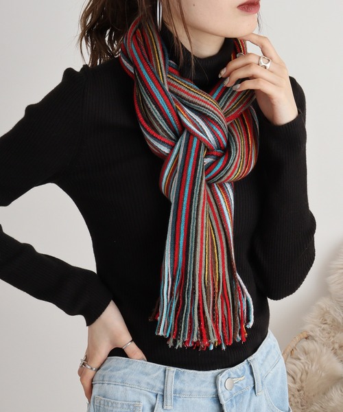 bargiee ストライプ柄フワフワマフラー SHAGGY STRIPE MUFFLER（マフラー）｜ROCKFISH WEATHERWEAR（ロック