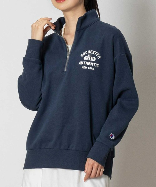 トレーナー スウェット 「Champion」プリントハーフZIP レディース Champion トレーナー スウェット 「Champion」プリントハーフZIP