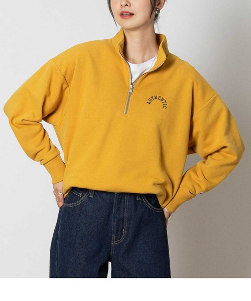 トレーナー スウェット 「Champion」プリントハーフZIP レディース Champion トレーナー スウェット 「Champion」プリントハーフZIP