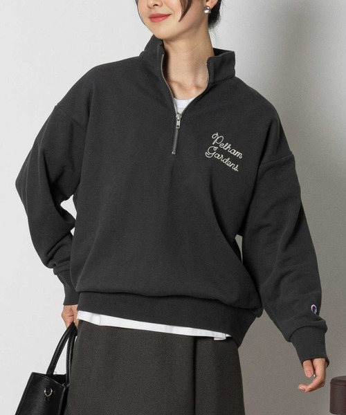 トレーナー スウェット 「Champion」プリントハーフZIP レディース