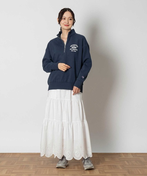 Champion トレーナー スウェット 「Champion」プリントハーフZIP