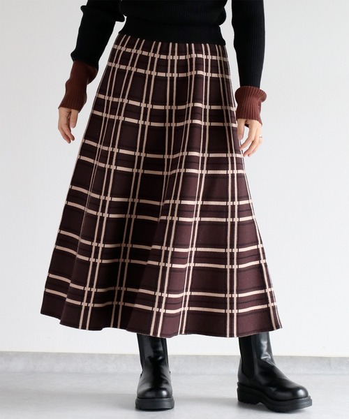 【新品】S.ESSENTIALS チェックジャガードスカート Reflect（リフレクト） スカート 「WEB限定カラーあり／手洗い可