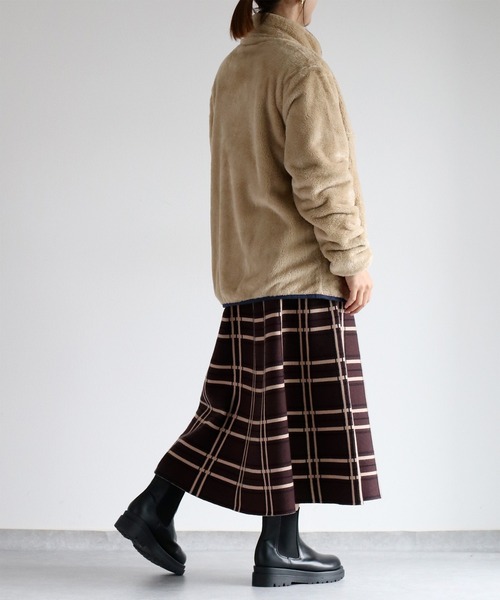 cepo（セポ） スカート ジャガードチェックニットフレアースカート