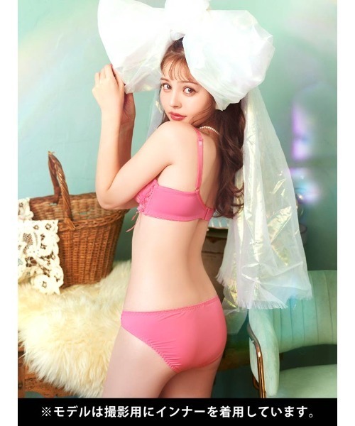 ブラジャー ショーツセット スパークル リボン レースアップ 育乳 脇高
