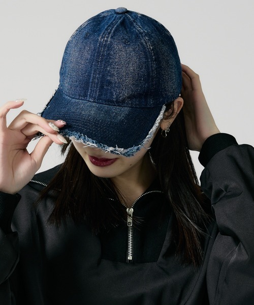 Chick キャップ 帽子 Damage processing Denim Cap