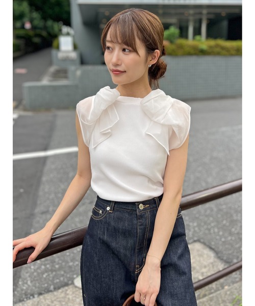 SNIDEL リボンスリーブカットソー　スナイデル セール】リボンスリーブカットソー（Tシャツ/カットソー