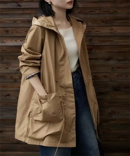FREE STYLISTS トレンチコート コート バックスリットフード付き FREE STYLISTS トレンチコート コート バックスリットフード付き