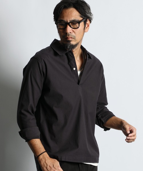 トップス satou 24ss engawa skipper shirts black ssstein / シュタイン】SILK NYLON SKIPPER SHIRT - BLACK