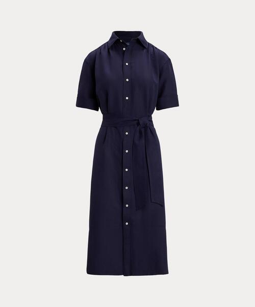 【POLO RALPH LAUREN】ベルト付き シルクブランド シャツドレス POLO RALPH LAUREN シャツワンピース ベルテッド シルクブレンド