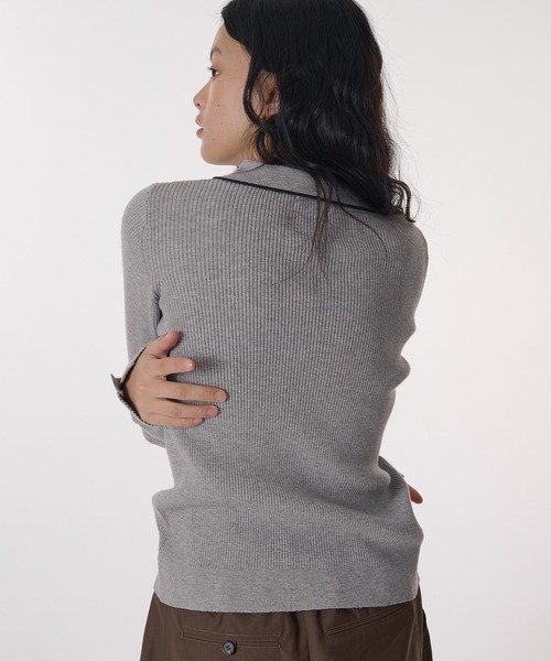 ポロシャツ ポロ Ribbed Knitted Shirt／リブニットポロシャツ レディース MUHET ポロシャツ ポロ ribbed knit polo / リブニットポロ