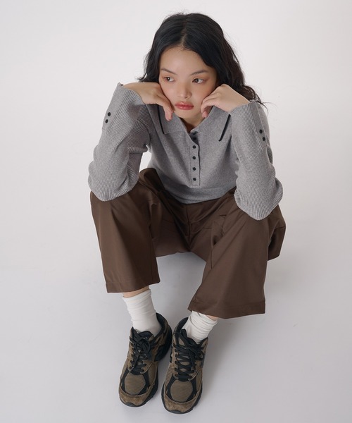 MUHET ポロシャツ ポロ ribbed knit polo / リブニットポロ