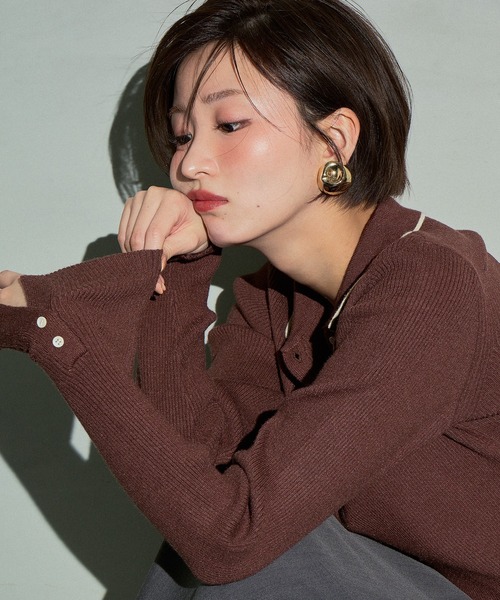 MUHET ポロシャツ ポロ ribbed knit polo / リブニットポロ