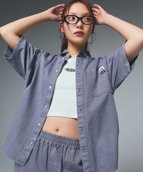 ブラウス シャツ FADED FACE L/S SHIRT レディース FADED FACE L/S SHIRT（シャツ/ブラウス）｜X-girl（エックス