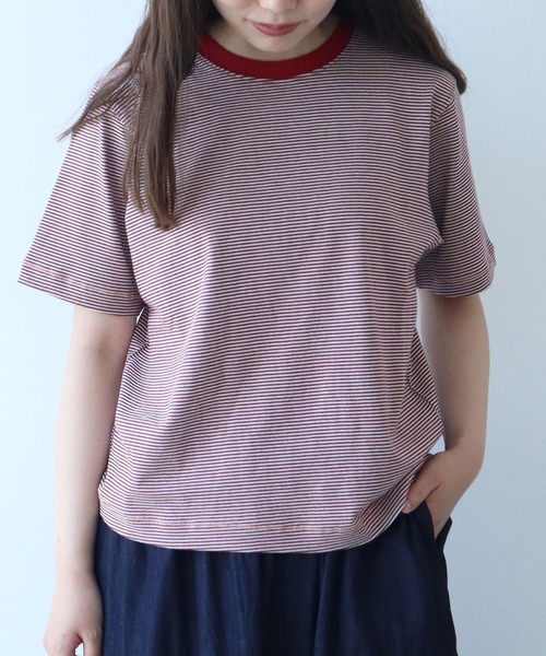 tシャツ ミジンボーダー 半袖Tシャツ レディース bulle de savon tシャツ ミジンボーダー 半袖Tシャツ レディース