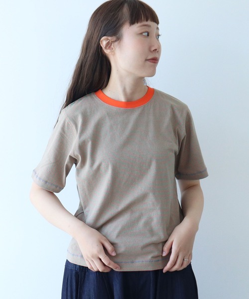 tシャツ ミジンボーダー 半袖Tシャツ レディース bulle de savon tシャツ ミジンボーダー 半袖Tシャツ レディース