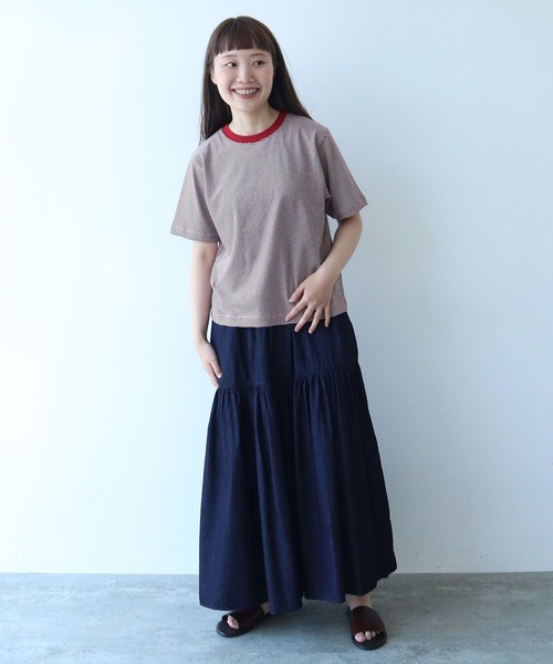 tシャツ ミジンボーダー 半袖Tシャツ レディース bulle de savon tシャツ ミジンボーダー 半袖Tシャツ レディース