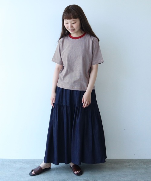tシャツ ミジンボーダー 半袖Tシャツ レディース bulle de savon tシャツ ミジンボーダー 半袖Tシャツ レディース